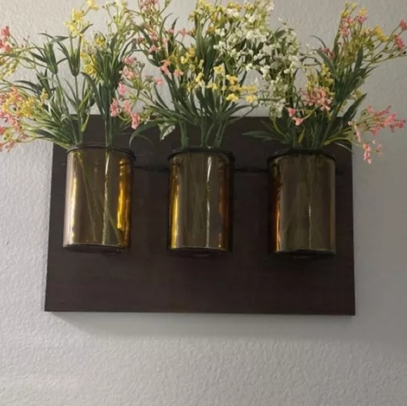 15" x 10" Medium Warm Wooden Plaque with Metal Mason Jars Brown - Picture 9 of 15